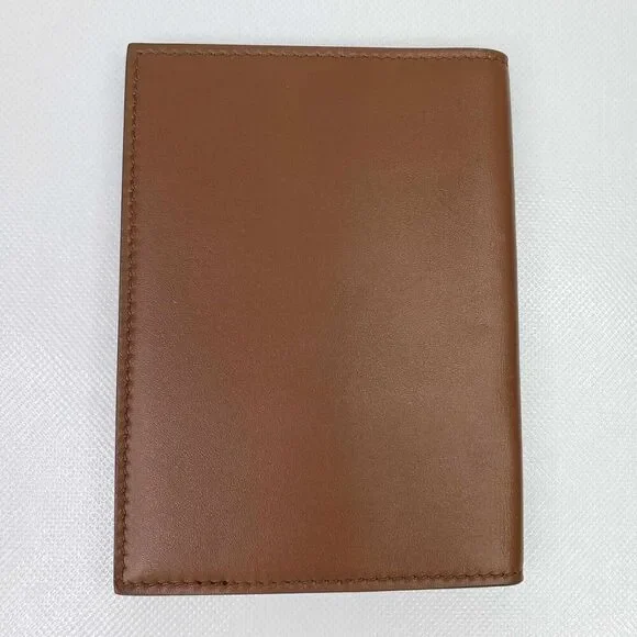 Tiffany & Co Wallet Fold Over Leather Brown Tan Card Case - Picture 2 of 6